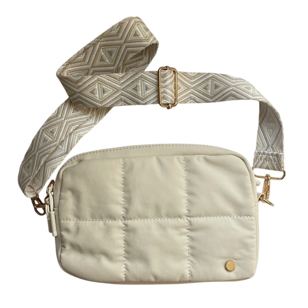 Women's Cream Nylon Crossbody‎ Belt Bag NWOT